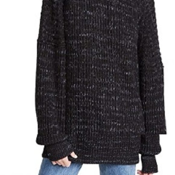 Free People Cowl Neck Oversized Sweater (Black) - Picture 3 of 6